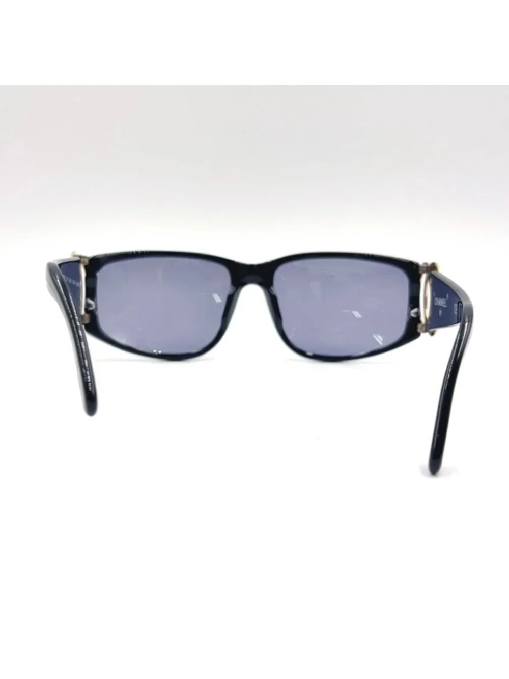 Chanel CC Logo Acetate Gold Plated Black Sunglasses Eyewear